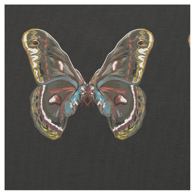 Exotic Butterfy Art Drawing Fabric (Close Up)