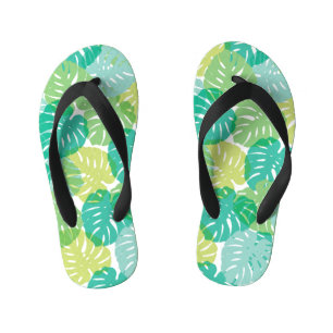 Exotic Cheese Plant: Tropical Monstera Kid's Flip Flops