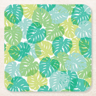 Exotic Cheese Plant: Tropical Monstera Square Paper Coaster