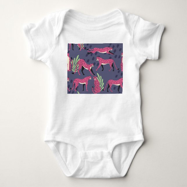 Exotic cheetahs: colourful vintage pattern. baby bodysuit (Front)