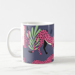 Exotic cheetahs: colourful vintage pattern. coffee mug