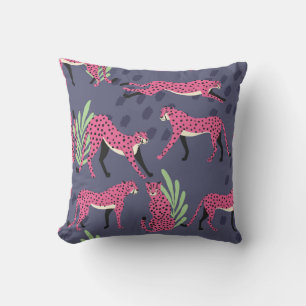 Exotic cheetahs: colourful vintage pattern. cushion