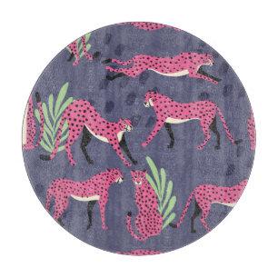 Exotic cheetahs: colourful vintage pattern. cutting board