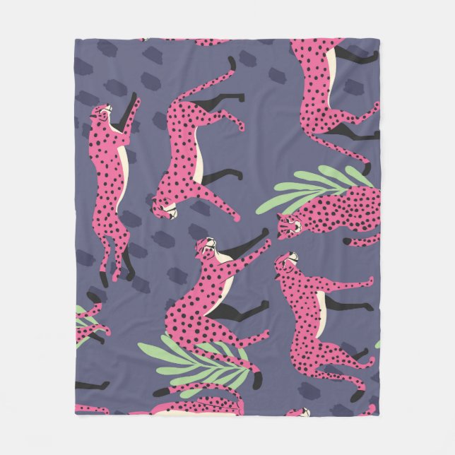 Exotic cheetahs: colourful vintage pattern. fleece blanket (Front)