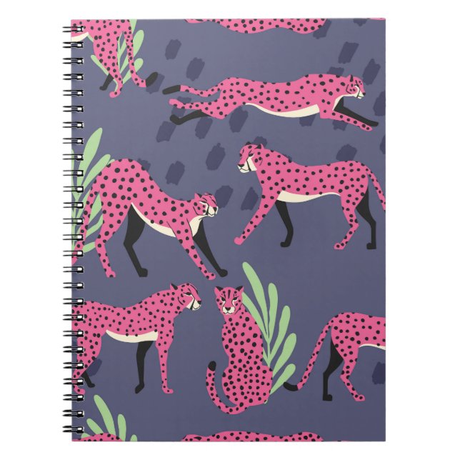 Exotic cheetahs: colourful vintage pattern. notebook (Front)