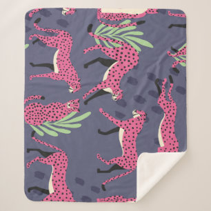 Exotic cheetahs: colourful vintage pattern. sherpa blanket