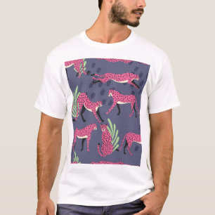 Exotic cheetahs: colourful vintage pattern. T-Shirt