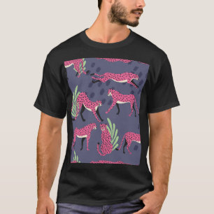 Exotic cheetahs: colourful vintage pattern. T-Shirt