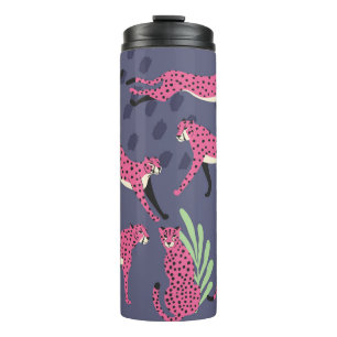 Exotic cheetahs: colourful vintage pattern. thermal tumbler