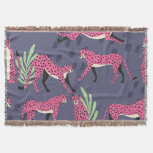 Exotic cheetahs: colourful vintage pattern. throw blanket