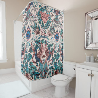 Exotic chinoiserie inspired jungle animal shower curtain