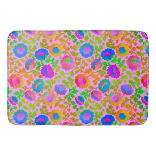 Exotic Chintz Floral Blush Pink Bath Mat