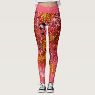 exotic chrysanthemum flowers leggings
