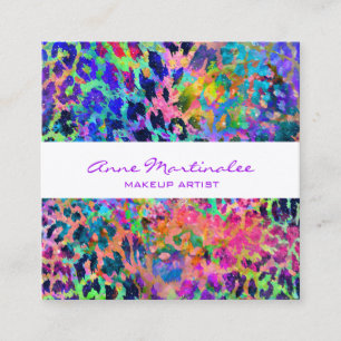 Exotic Colourful Animal Print Square Business Card