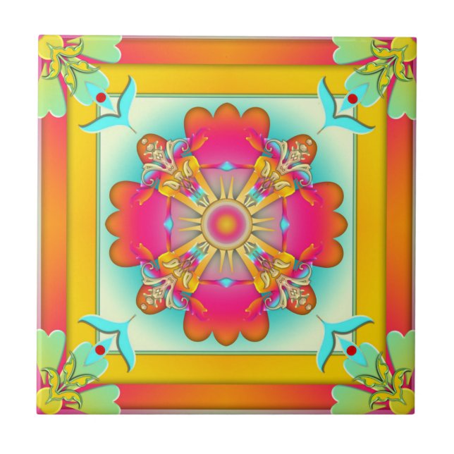 Exotic Colourful Fantasy Kitchen or Bathroom Tile (Front)