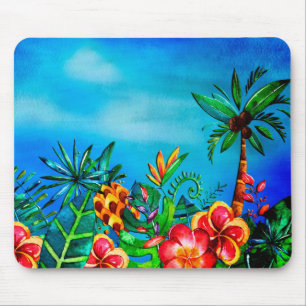 Exotic Colourful Flower Jungle - Aloha Mouse Mat