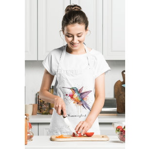 Exotic colourful hummingbird customisable apron