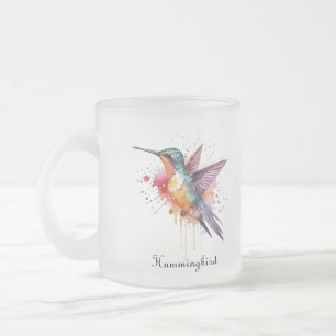 Exotic colourful hummingbird customisable frosted glass coffee mug
