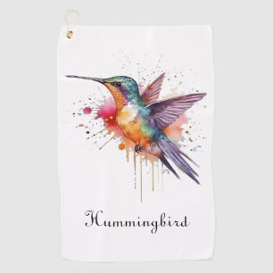 Exotic colourful hummingbird customisable golf towel