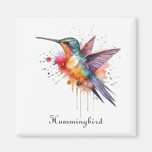 Exotic colourful hummingbird customisable magnet
