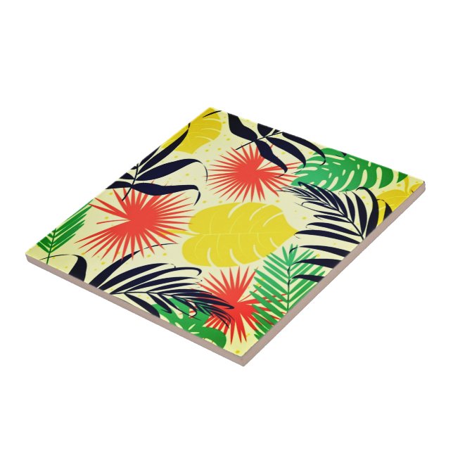 Exotic Colourful Leaves Tile (Side)