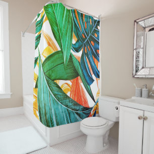 Exotic colourful palm leaves shower curtain