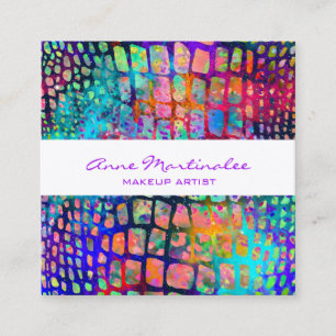 Exotic Colourful Snakeskin Print Square Business Card