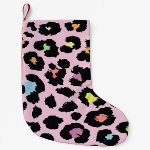 exotic colourful wild leopard design hand drawn fa small christmas stocking