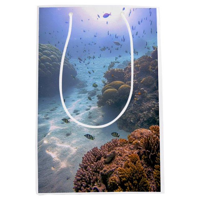 Exotic coral reef photo effect medium gift bag (Front)
