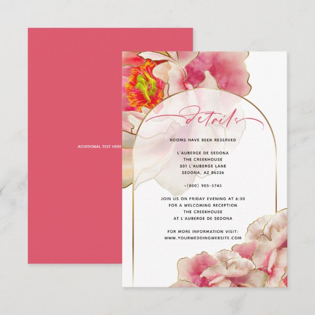 Exotic Coral Rose Peony Details Card (Front/Back)
