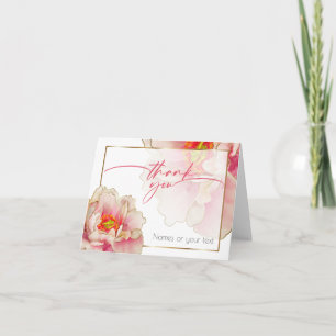 Exotic Coral Rose Peony  Thank You Card