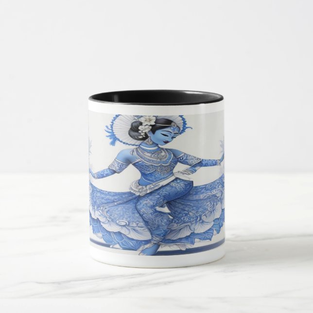 Exotic Dancer in Delft Blue Mug (Center)