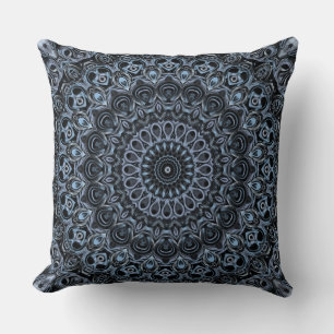 Exotic Dark Blue Mandala Pattern Cushion