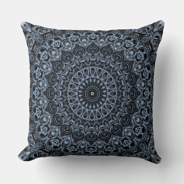 Exotic Dark Blue Mandala Pattern Cushion (Front)