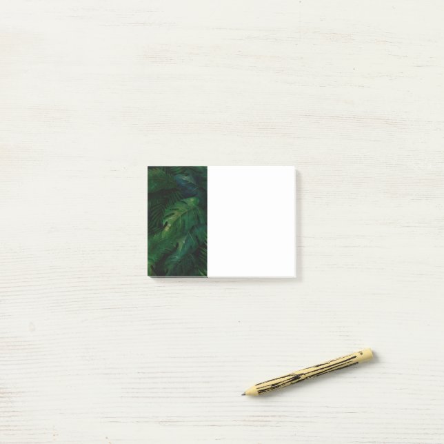 Exotic Dark Green Tropical Leaves Post-it Notes (On Desk)