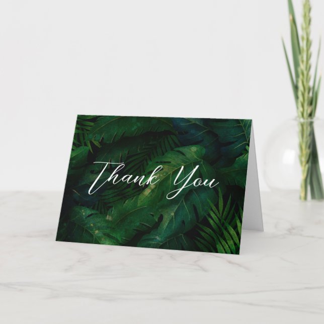 Exotic Dark Green Tropical Leaves Thank You (Front)