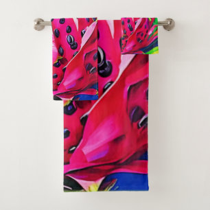 Exotic Dragon Fruit Bloom Bath Towel Set