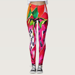 Exotic Dragon Fruit Bloom Leggings