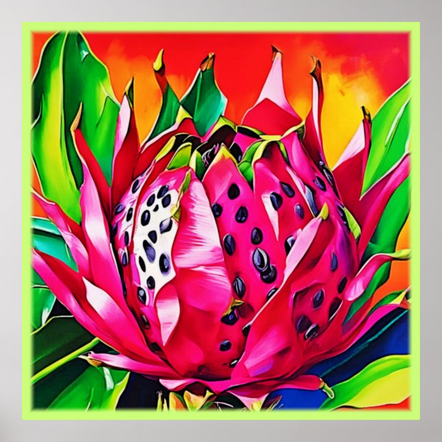 Exotic Dragon Fruit Bloom Poster (Front)