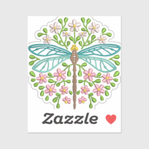 Exotic Dragonfly Floral Design Pastel