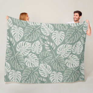 Exotic Elegant Monsteras Fleece Blanket