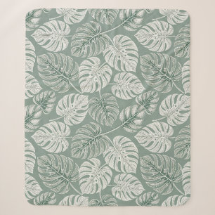 Exotic Elegant Monsteras Sherpa Blanket