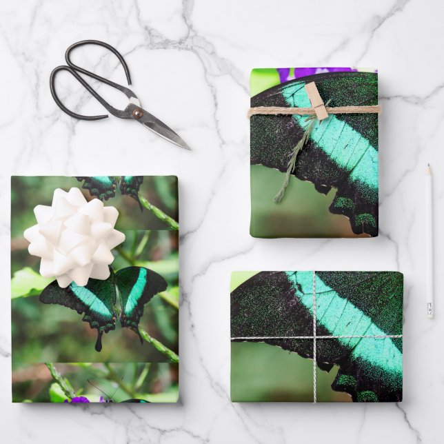 Exotic Emerald Swallowtail  Wrapping Paper Sheet (Front)