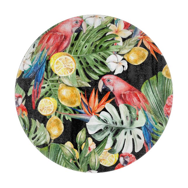 Exotic Escape: Watercolor Paradise Cutting Board (Front)