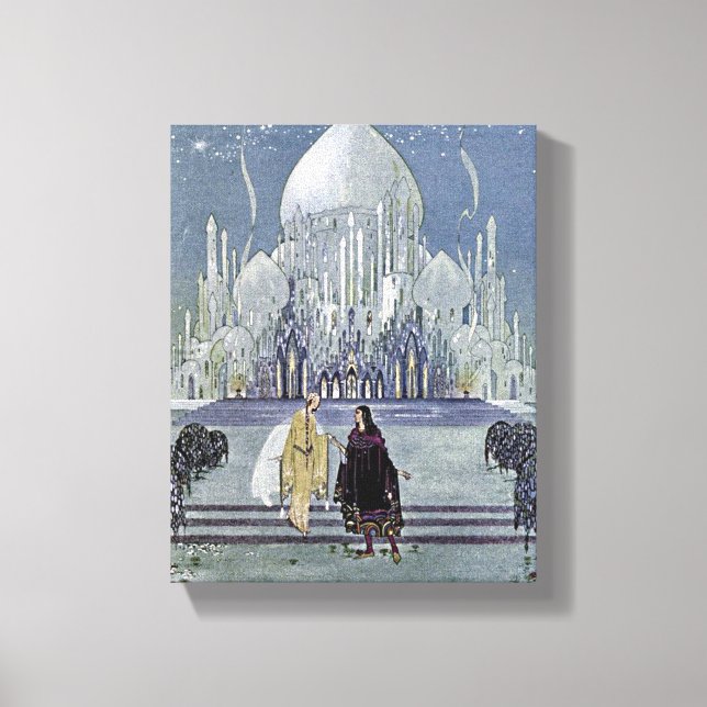 Exotic Fairy Tale Prince and Princess Magic Castle Canvas Print (Front)