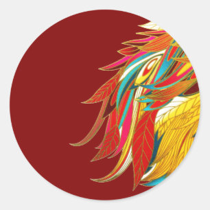Exotic Feathers Red Classic Round Sticker