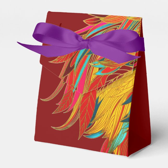 Exotic Feathers Red Favour Box (Front Side)