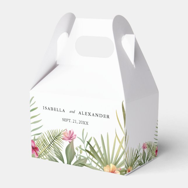 Exotic Ferns and Flowers Favour Box (Front Side)