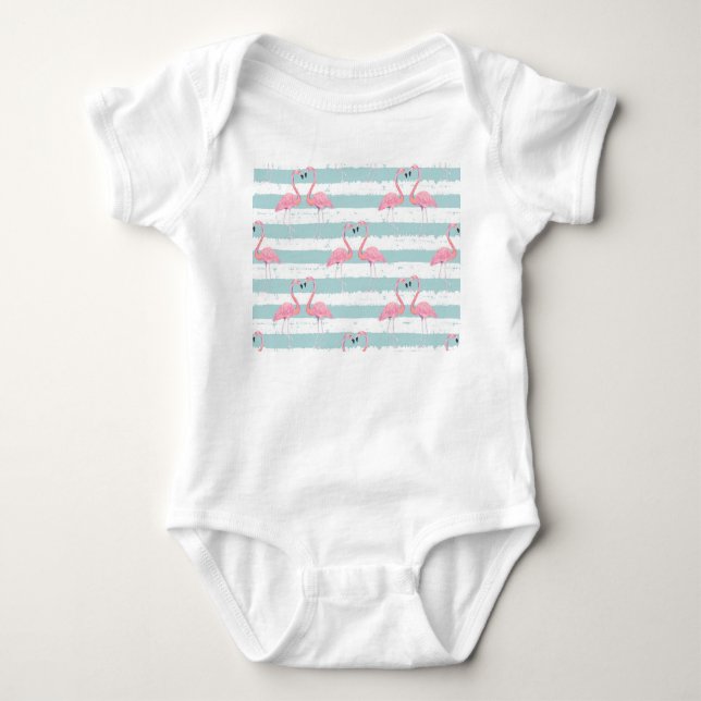 Exotic Flamingo Striped Background Pattern Baby Bodysuit (Front)
