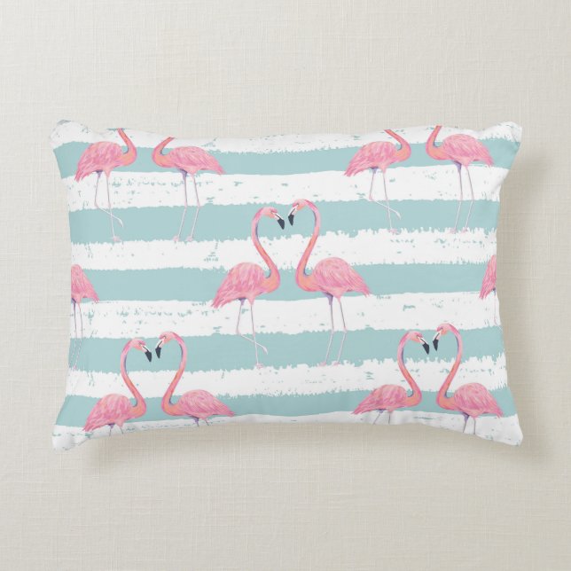 Exotic Flamingo Striped Background Pattern Decorative Cushion (Front)